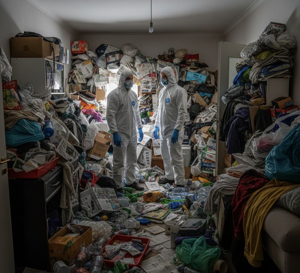 Intervention débarras encombrants , syndrome d'IO gêne par nos experts au milieu de l'accumulation de déchets