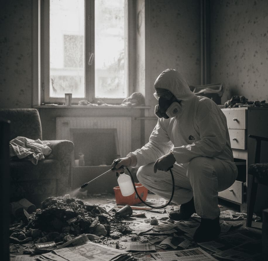 Intervention Nettoyage extrême dans logement insalubre
